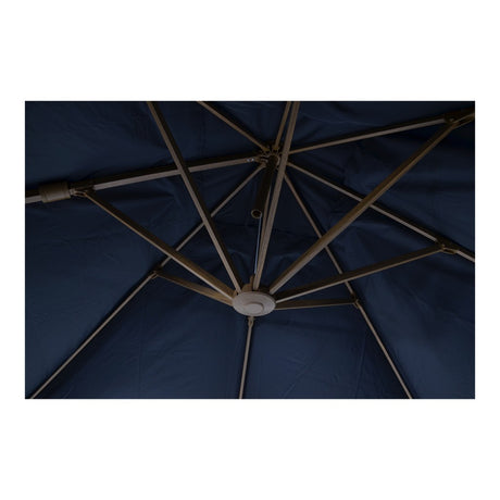 Parasolkap met houtlook ribben en ronde middenknop, grijs doek