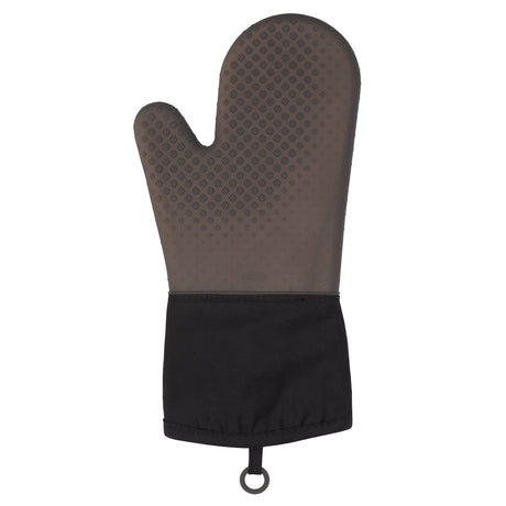 Siliconen ovenwant, anti-slip noppen op de palm, zwarte mouw met ophanglus