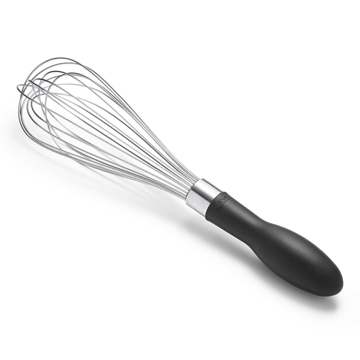 OXO garde met draadklopper en zwarte kunststof handgreep, RVS draden