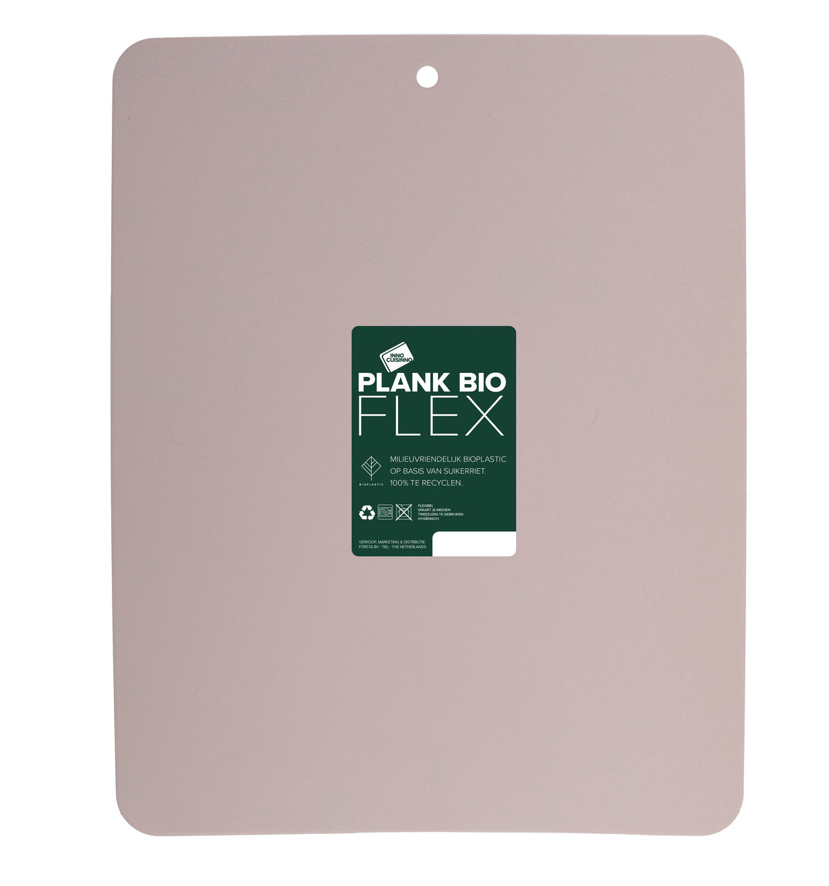 Roze snijplank met ophanggat en Bio Flex-label