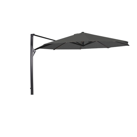 Grijze zweefparasol met ronde doek en draaibare steunarm
