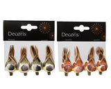 Decoris assortiment vogelveren op clips, 8 stuks op kaart met knijpers