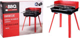 Barbecue-verpakking met afbeelding van compacte rode barbecue en zwart rooster