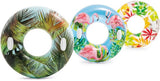 Opblaasbare zwemband set: palmenprint, flamingo’s en tropische bloemen, meerdere kleuren