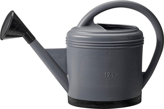 Pro Garden gieter van grijs kunststof met handgreep en lange tuit, 12 l