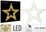 Verpakte metalen kerstster met ledverlichting en timer, warmwitte lichtdecor met adapter
