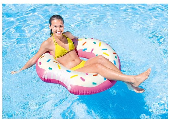 Intex donut zwemband met sprinkles, roze buitenrand en witte binnenring