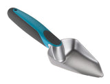 Handschoffel met blauwe greep en zilveren metalen schep