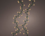 Kerstverlichting met twee lichtstrengen op groene draden en warmwitte LED's