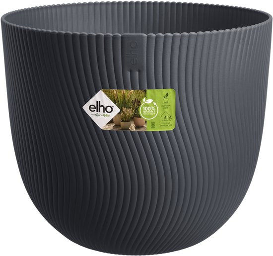 Elho ronde ribbel plantenpot, antracietkleurig, Ø25 cm