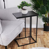 Bijzettafel metaal met mdf topblad - zwart