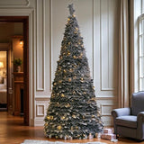 Pop-up kunst kerstboom met sneeuw en 150 LEDs - 120 cm