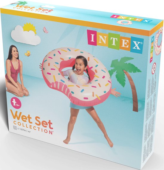 Intex Wet Set Collection doos met donut zwemband, roze-witte sprinkles