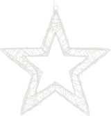 Hangende witte metalen kerstster met warmwitte ledverlichting, stervormig lichtdecor