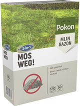 Mosweg! mosverdelger voor gazon, Pokon-doos met 2-in-1 label, 1750 g/50 m²