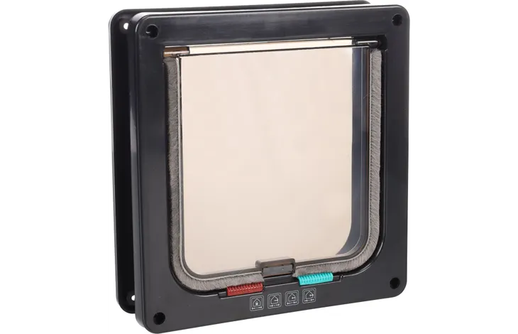 Zwart 4-standen kattenluik van Flamingo met transparant venster