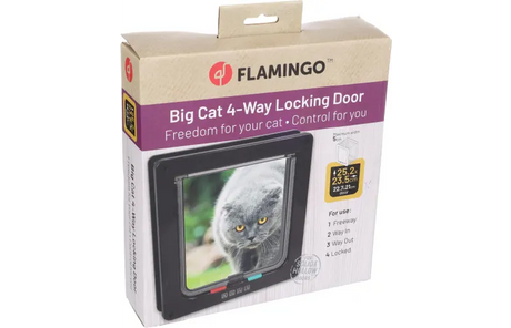 Verpakte kattenluik met 4-weg vergrendeling; Flamingo doos