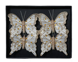 Vlinderveer haarclips in goud en wit, set van twee, met clips onderaan
