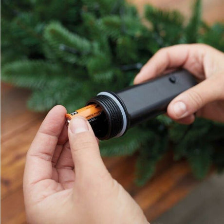 Batterijhouder met draaideksel en kerstverlichting met LED-snoer voor warmwit licht