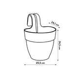 Maattekening: terra plantenbak met 20,5×26,5×24,1 cm