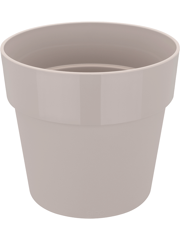 Ronde plantenpot Warm Grey, 22 cm, met brede rand en open bovenkant.