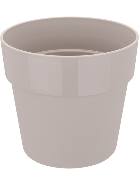 Ronde plantenpot Warm Grey, 22 cm, met brede rand en open bovenkant.