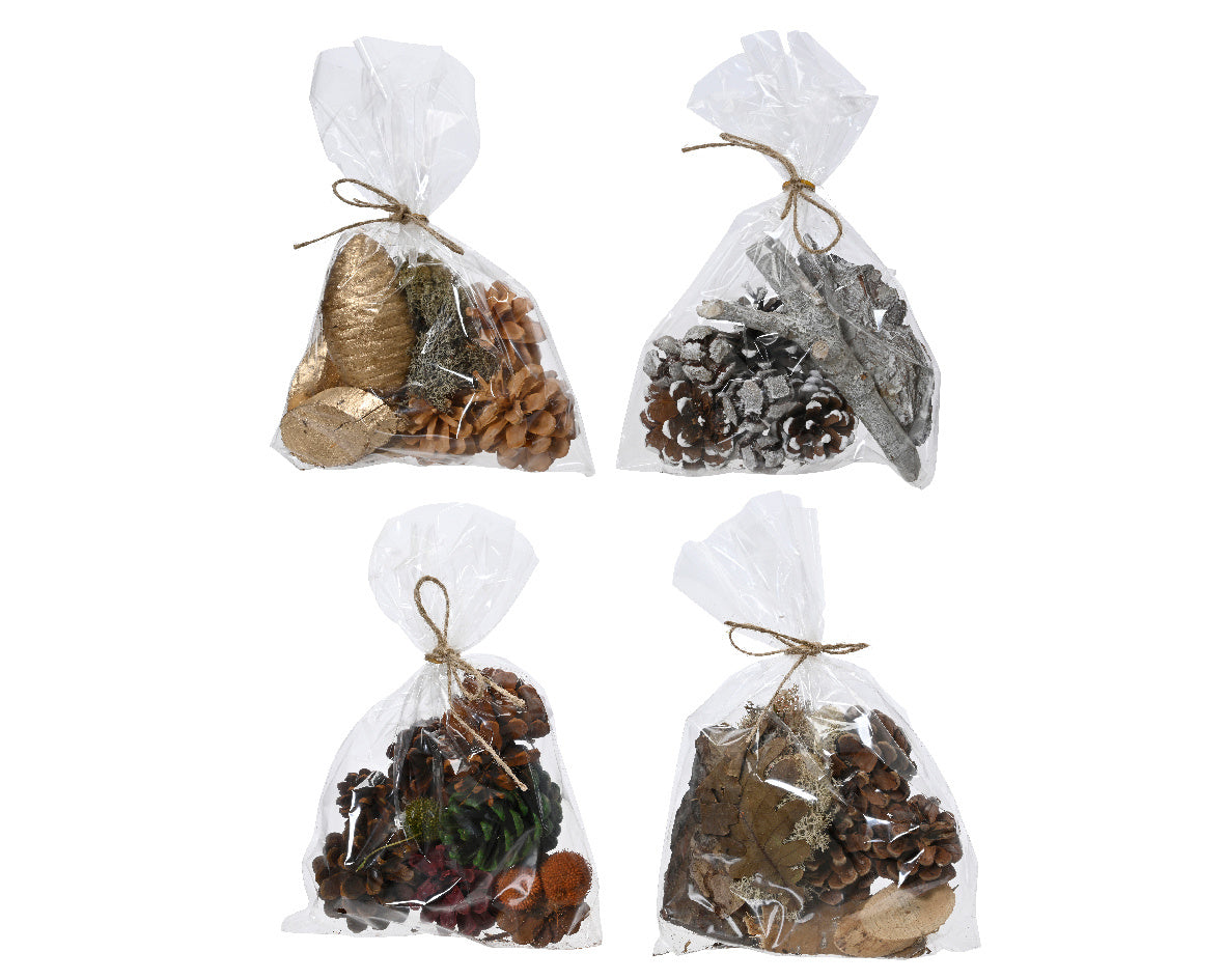 Natuurlijke decoratie set van 4 zakjes met gedroogde kruiden en bloemen