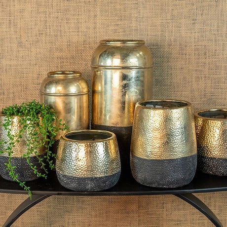 Bloempot ro Terri M goud/zwart