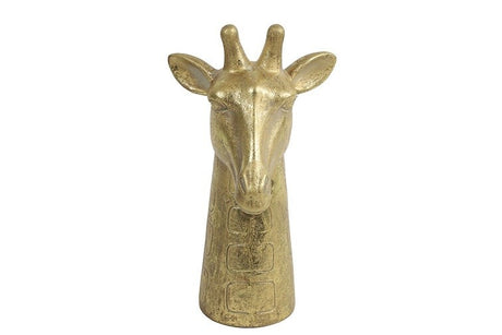 Gouden mokambo-giraf beeldje met ingekerfde patronen, staande giraffe M