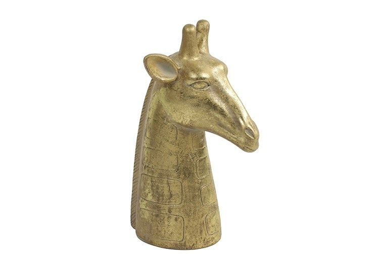 Gouden mokambo-giraf beeldje, zijaanzicht van staande giraffe M