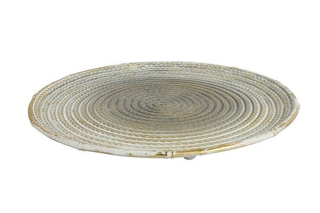 Rond dienblad met gevlochten spiralpatroon, wit