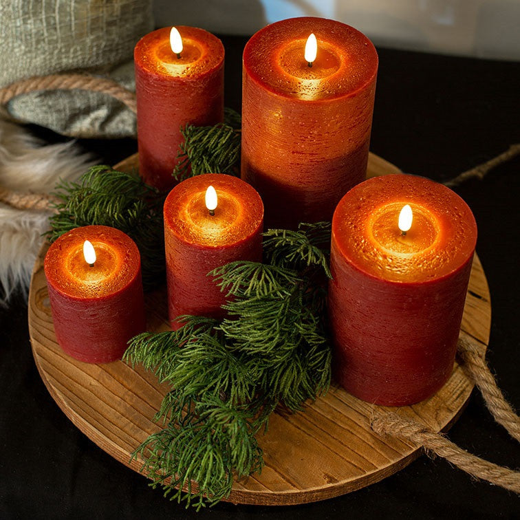 Stompkaars rustiek Ø7,5CM LED ro Lyon M rood-L7,5B7,5H12,5CM