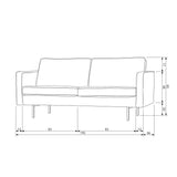 RODEO 2,5-ZITS BANK VELVET KASTANJEBRUIN