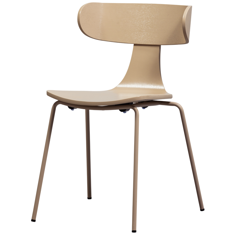 FORM HOUTEN STOEL MET METALEN POOT ZAND