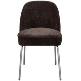 VOGUE EETKAMERSTOEL 3D CHENILLE DONKERBRUIN CHROME POOT