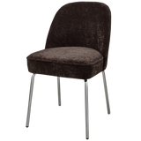 VOGUE EETKAMERSTOEL 3D CHENILLE DONKERBRUIN CHROME POOT