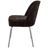 VOGUE EETKAMERSTOEL 3D CHENILLE DONKERBRUIN CHROME POOT