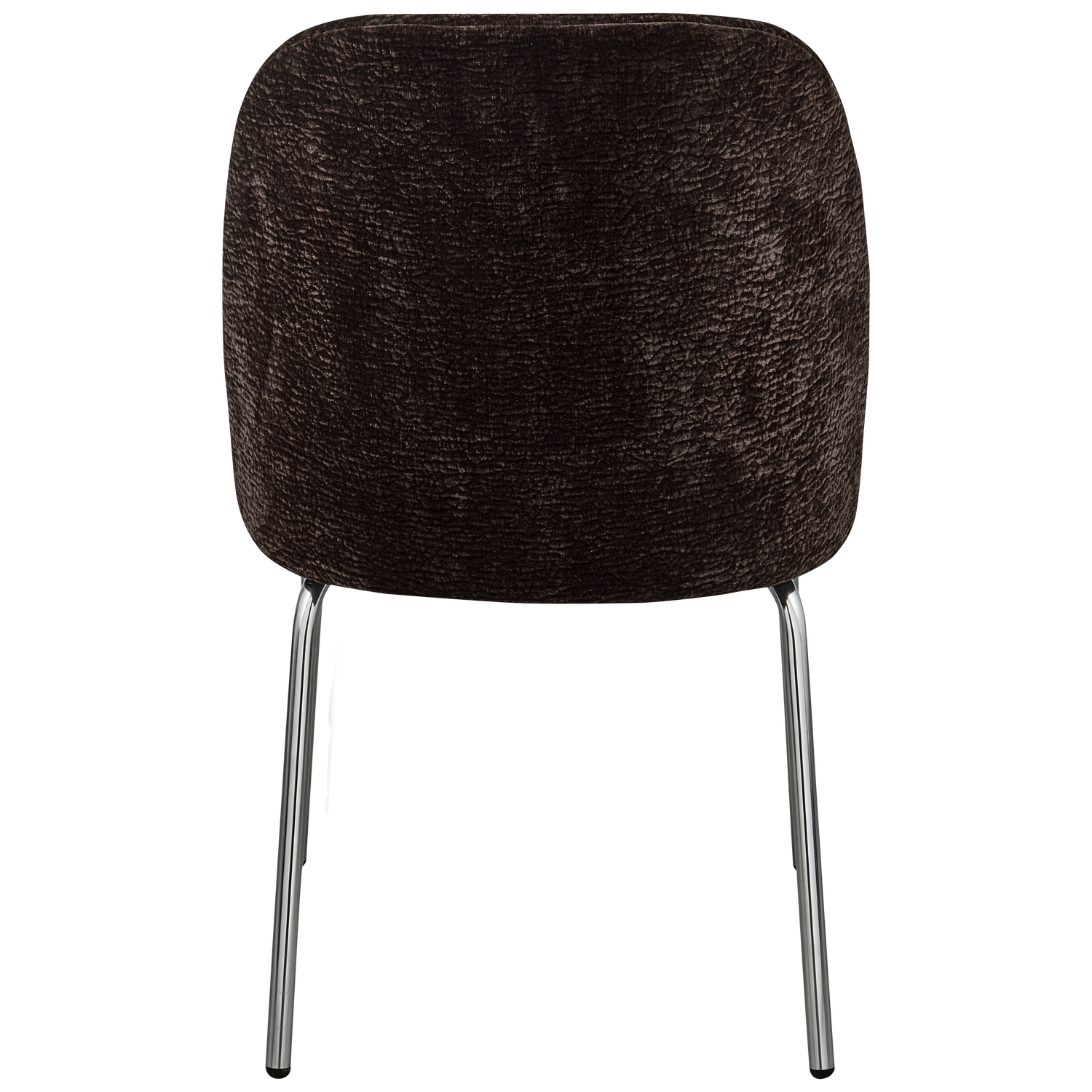VOGUE EETKAMERSTOEL 3D CHENILLE DONKERBRUIN CHROME POOT