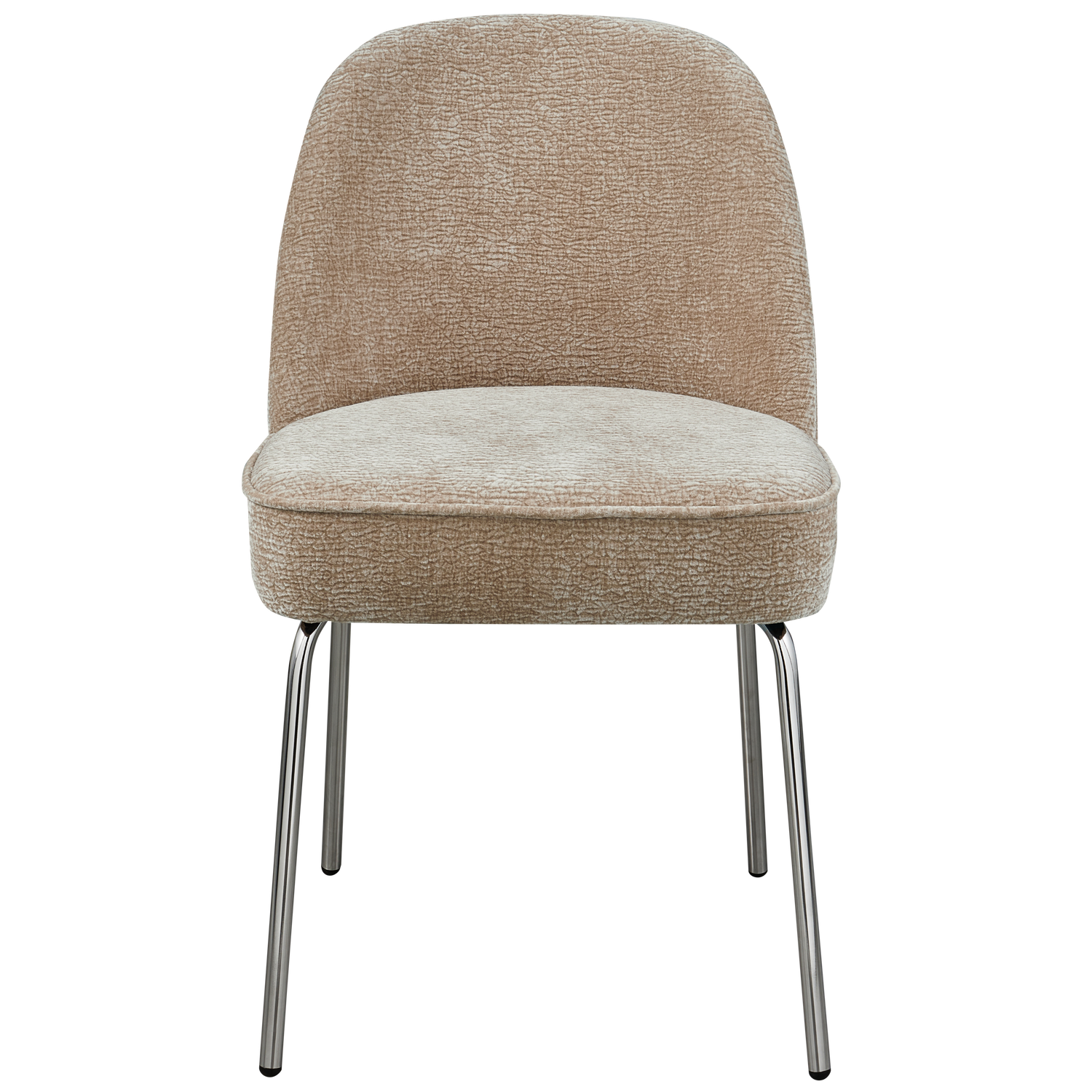 VOGUE EETKAMERSTOEL 3D CHENILLE ZAND CHROME POOT