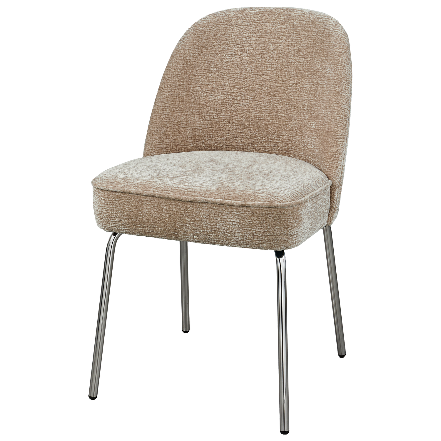 VOGUE EETKAMERSTOEL 3D CHENILLE ZAND CHROME POOT