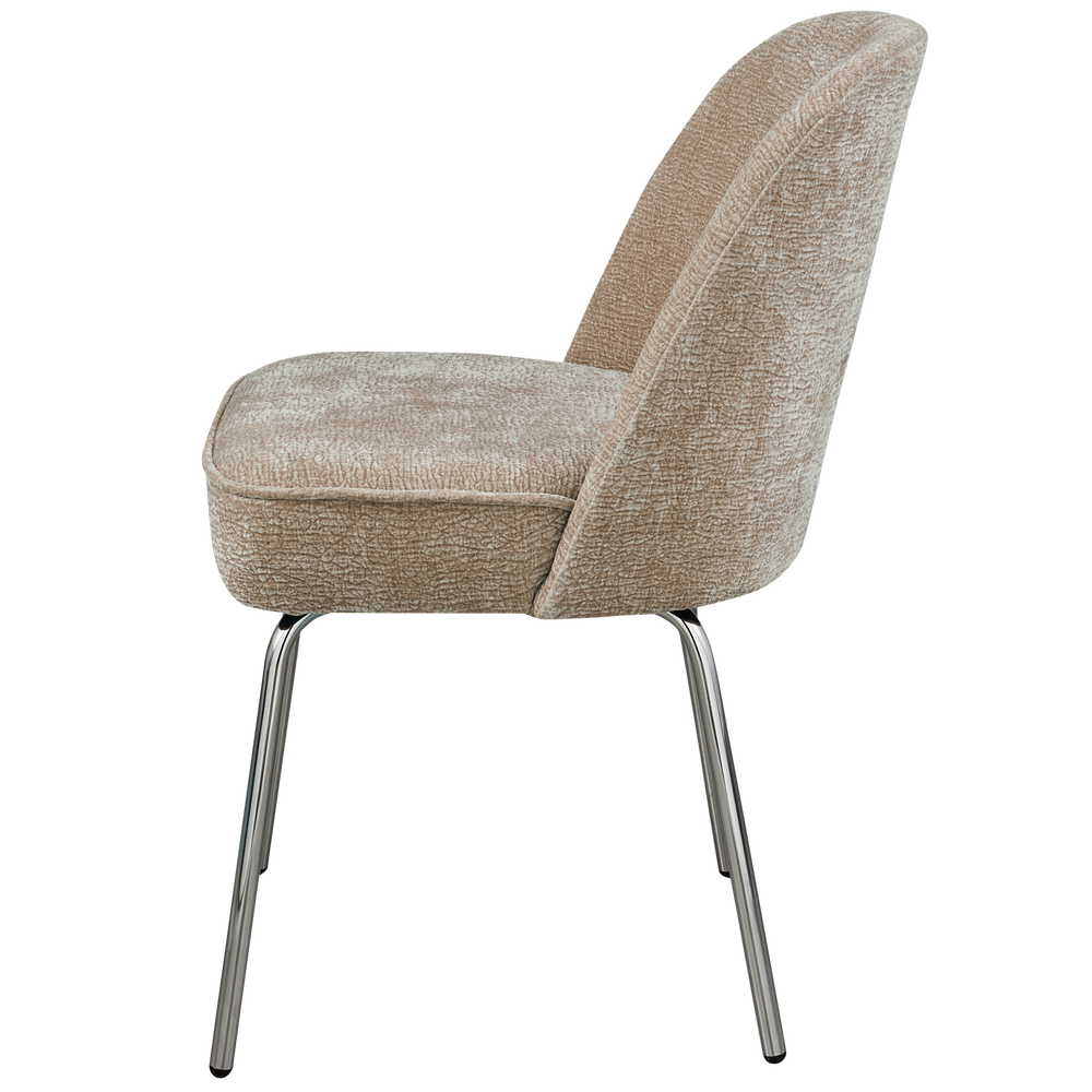 VOGUE EETKAMERSTOEL 3D CHENILLE ZAND CHROME POOT