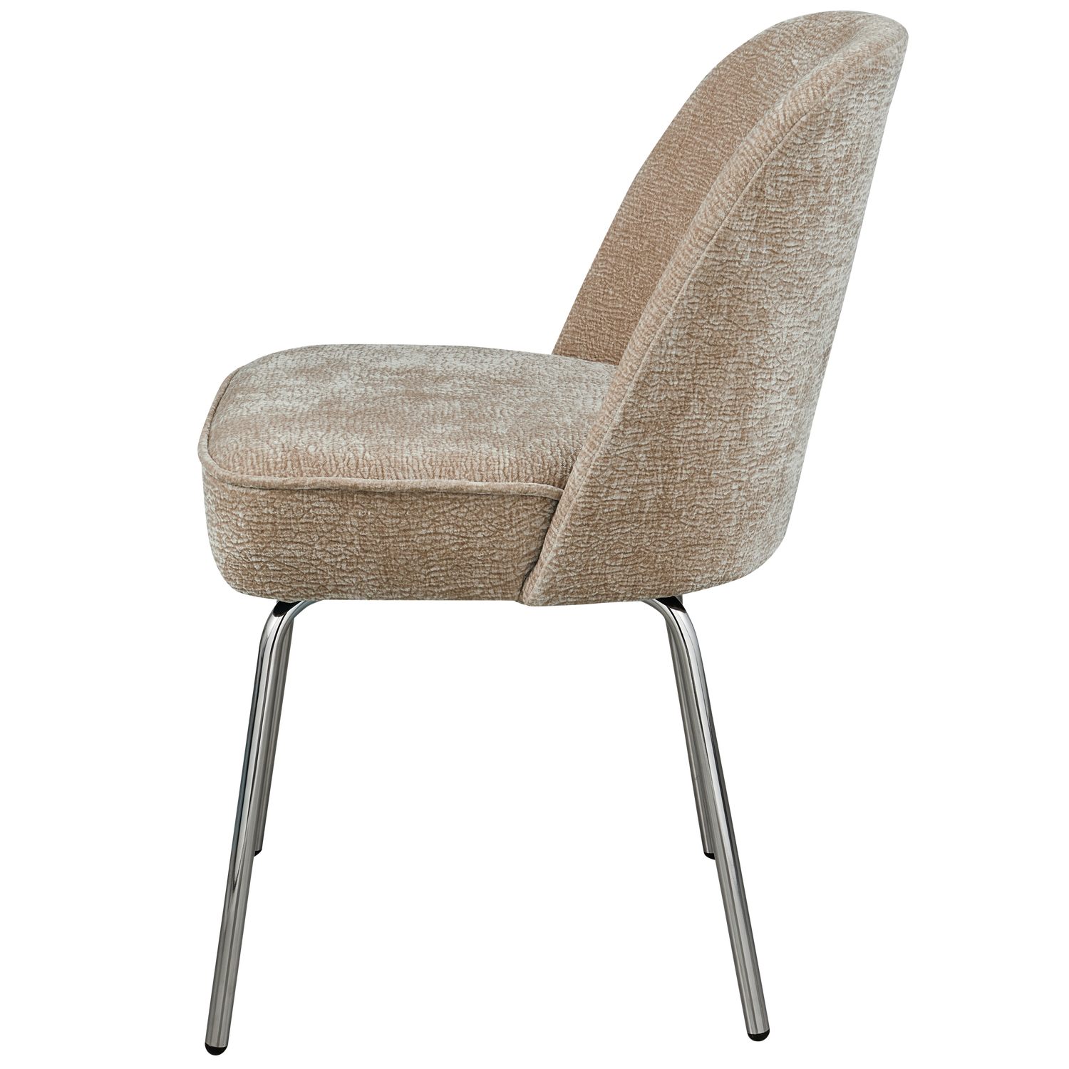 VOGUE EETKAMERSTOEL 3D CHENILLE ZAND CHROME POOT