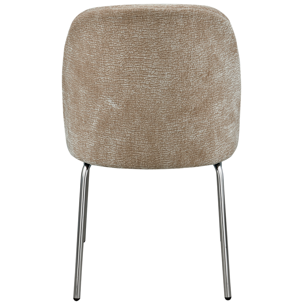 VOGUE EETKAMERSTOEL 3D CHENILLE ZAND CHROME POOT