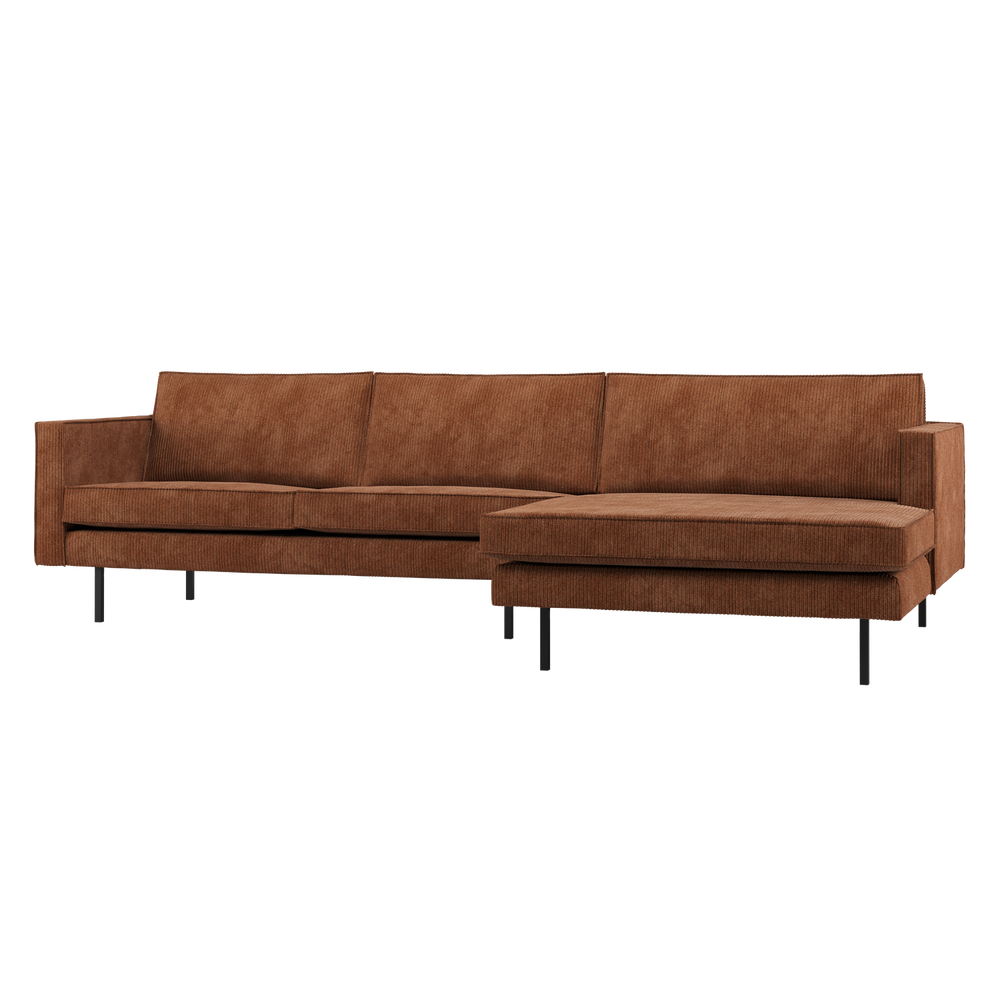 RODEO CHAISE LONGUE BANK RECHTS RIBSTOF ROESTBRUIN