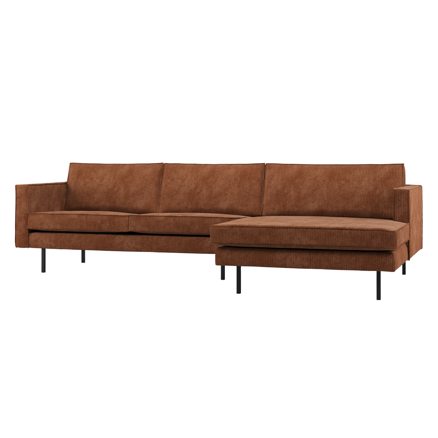 RODEO CHAISE LONGUE BANK RECHTS RIBSTOF ROESTBRUIN