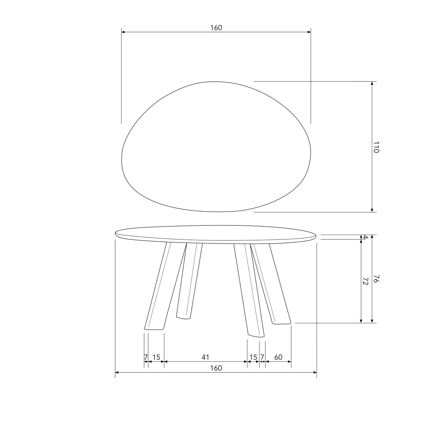 ROUNDLY EETTAFEL/BUREAU 160X110 CM MANGOHOUT DONKERBRUIN