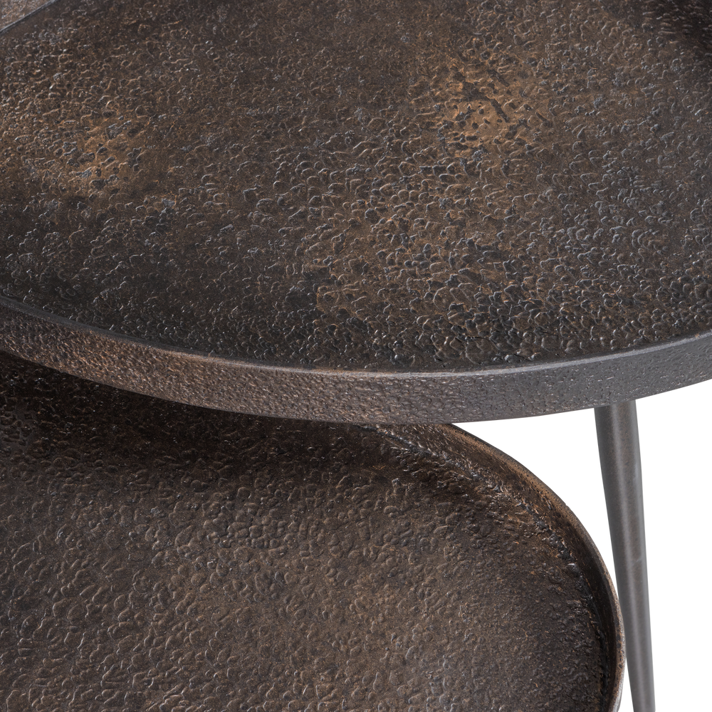 CRUDE BIJZETTAFELS ANTIQUE BRONS - SET VAN 2