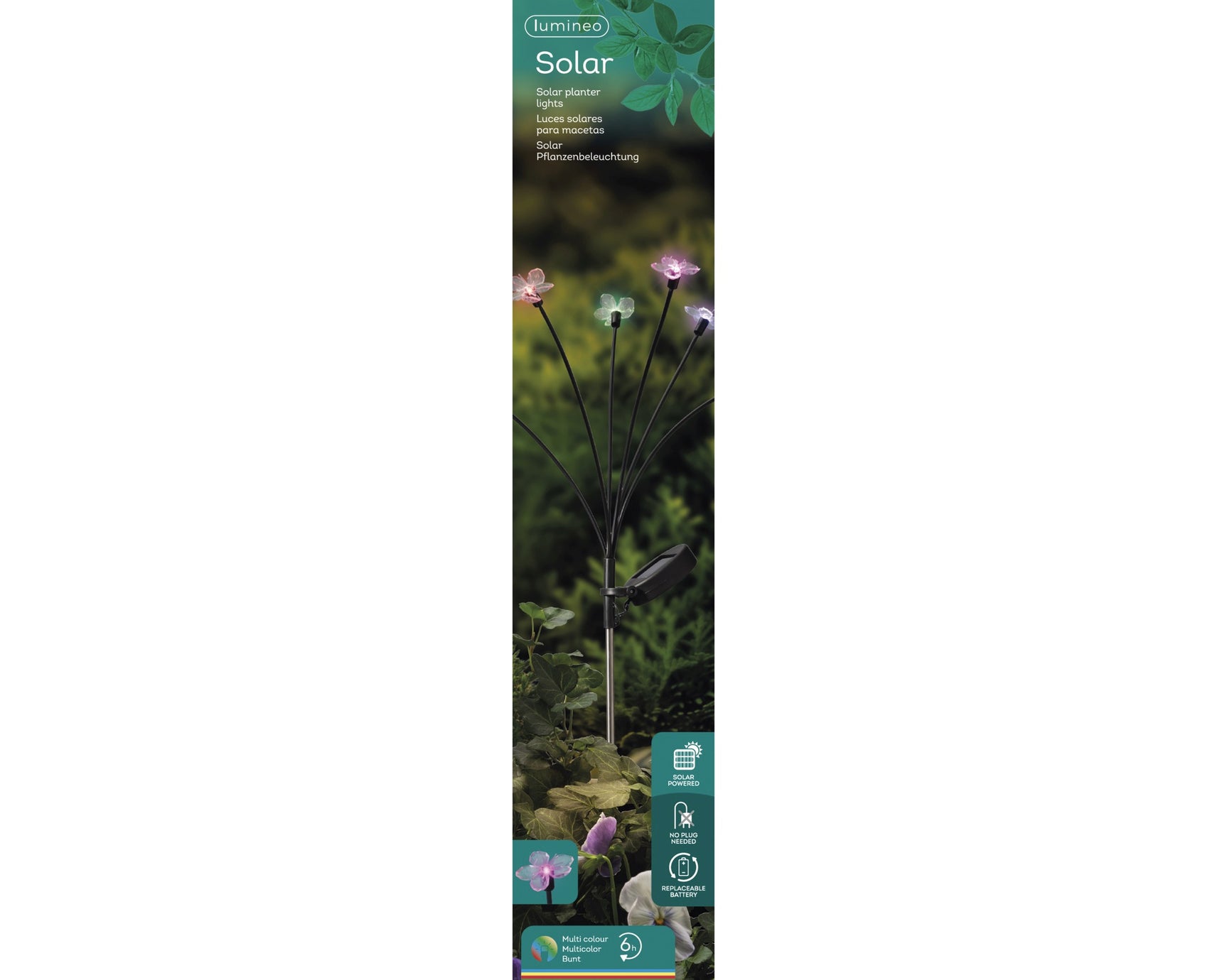 Verpakking van solar tuinprikker met afbeelding van LED-bloemen