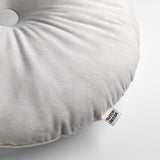 Rond sierkussen Olly, wit/grijs met label en gladde stof