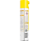 Wespensprayfles met etiket aan de zijkant, inclusief waarschuwingsteken en barcode.